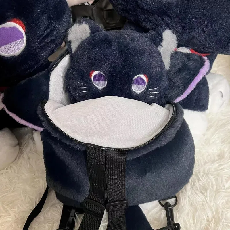 Genshin Impact Scaramouche Wanderer Cosplay Cat Mochila bonito, Stuffed Plush Doll Shoulder Bag, Messenger Bag da menina, Xmas Gift