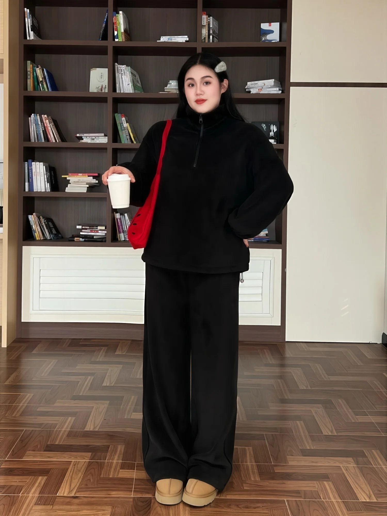 

Зимний модный комплект из толстовки и брюк больших размеров: утепленные флисовые брюки с высокой талией, комплект из двух предметов для женщин больших размеров