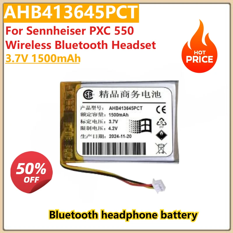 

100% New AHB413645PCT 3.7V 1500mAh Replacement Bluetooth headphone battery For Sennheiser PXC 550 Wireless Bluetooth Headset