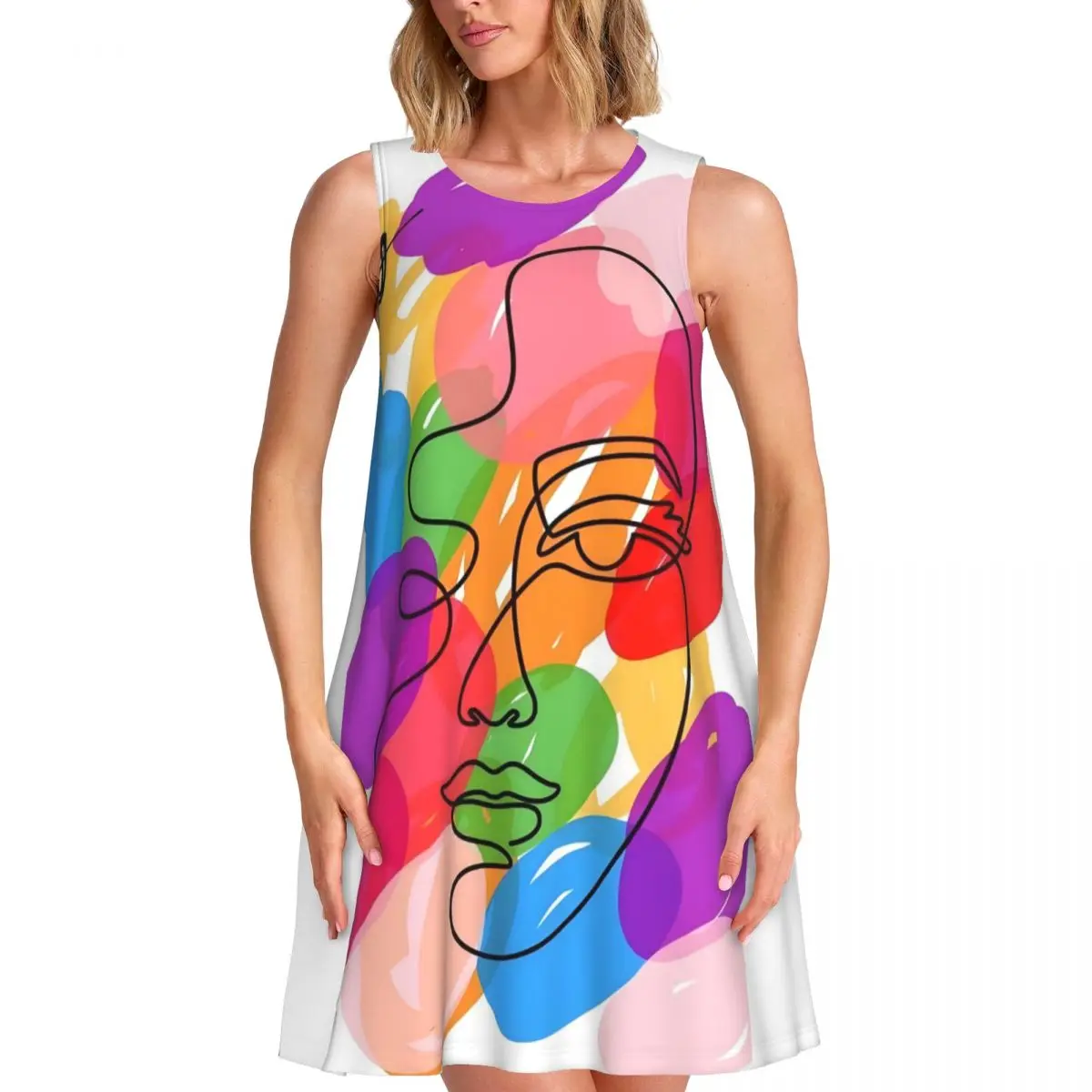 

Женское платье без рукавов с крутым абстрактным принтом на заказ, сарафан, повседневное пляжное платье с карманами для путешествий