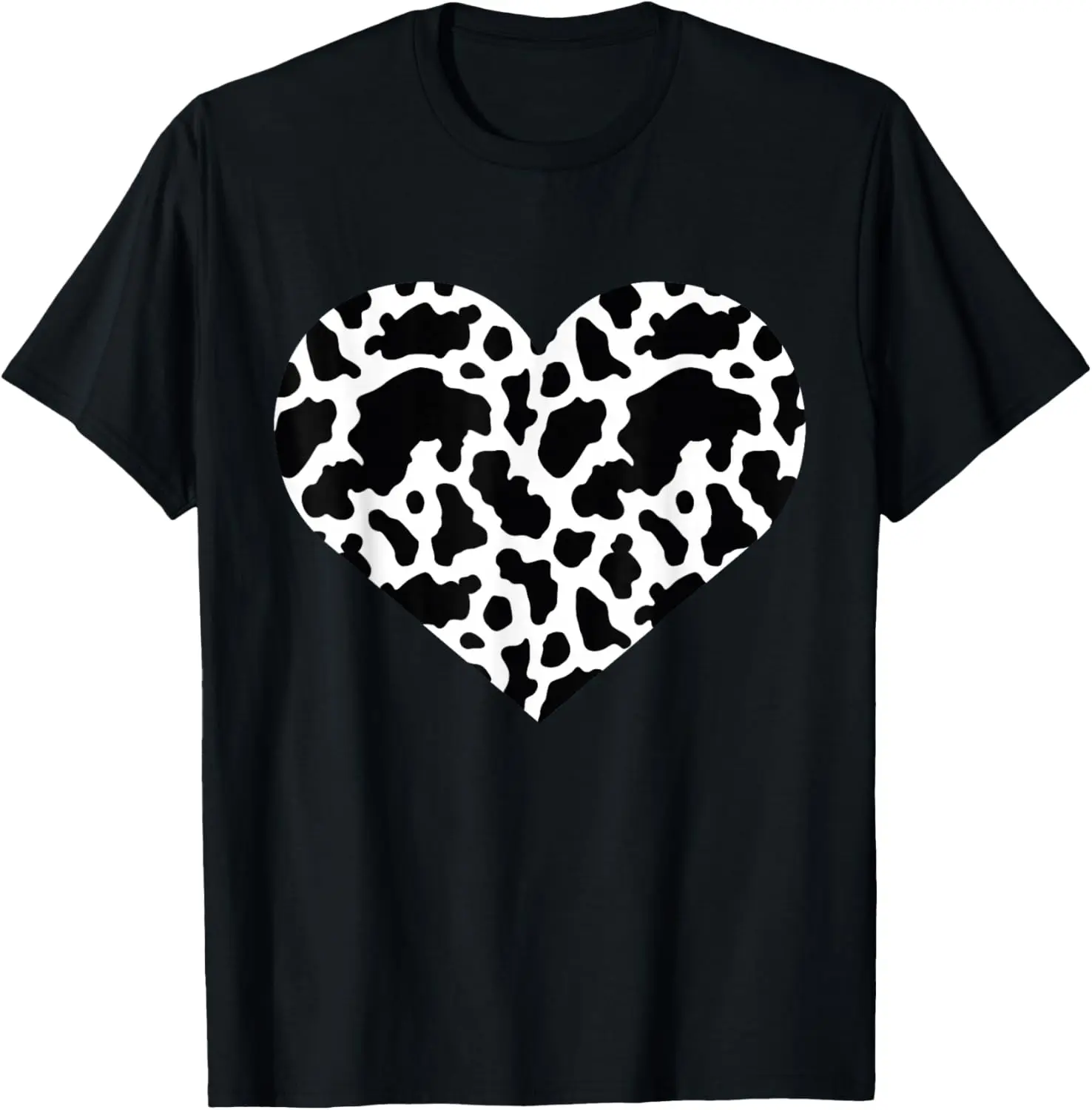 Cow Heart Pattern Funny Graphic T-Shirt 100% Cotton Trendy Y2K Short-Sleeve Tee-Soft, Quick-Drying, Moisture-Wicking; Ideal