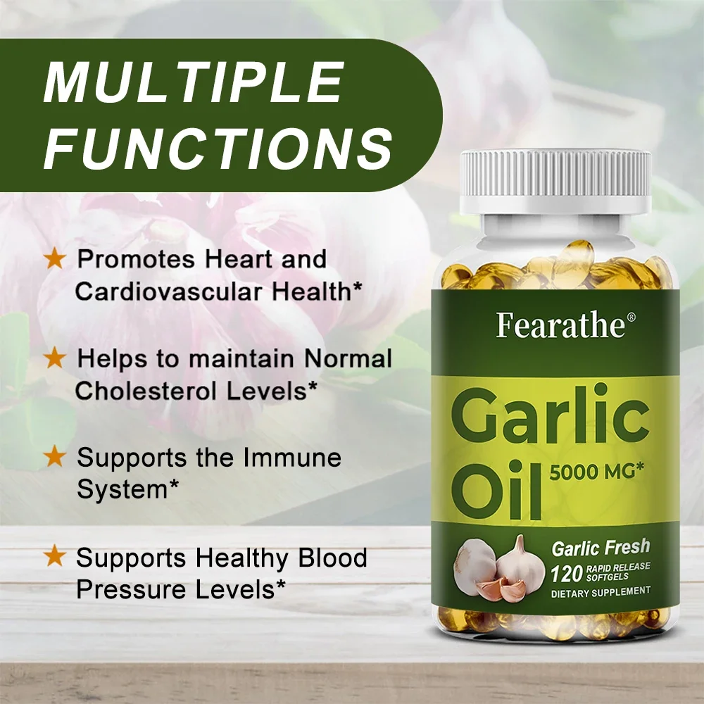 Organic Garlic Oil Extract Capsule, Odor-free, for Immune and Cardiovascular, Cholesterol Health Support Nutrition Supplement