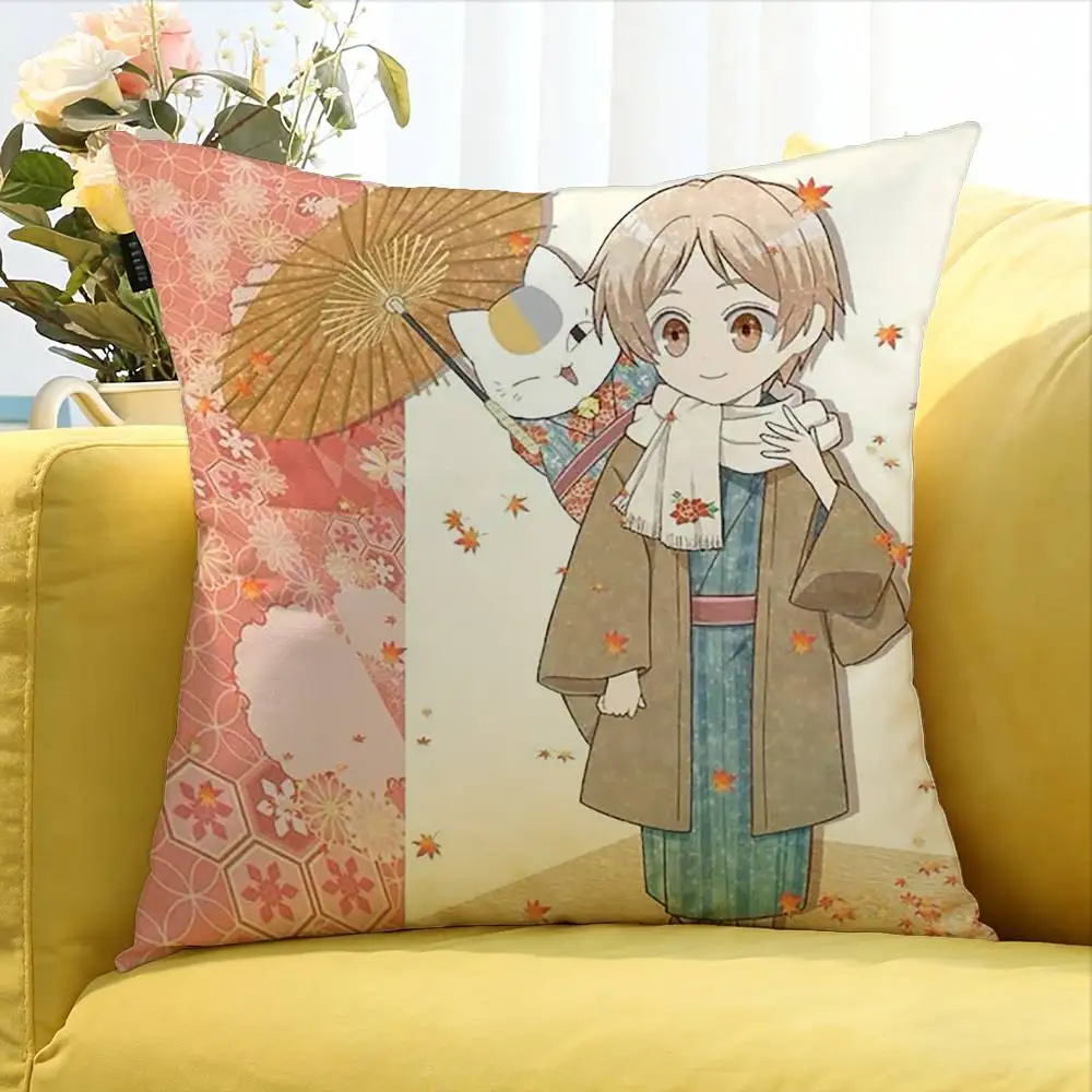 Natsume Y-yuujinchou Nyanko  Various Sizes Square Pillow Case For Car Home Bedchamber Decor