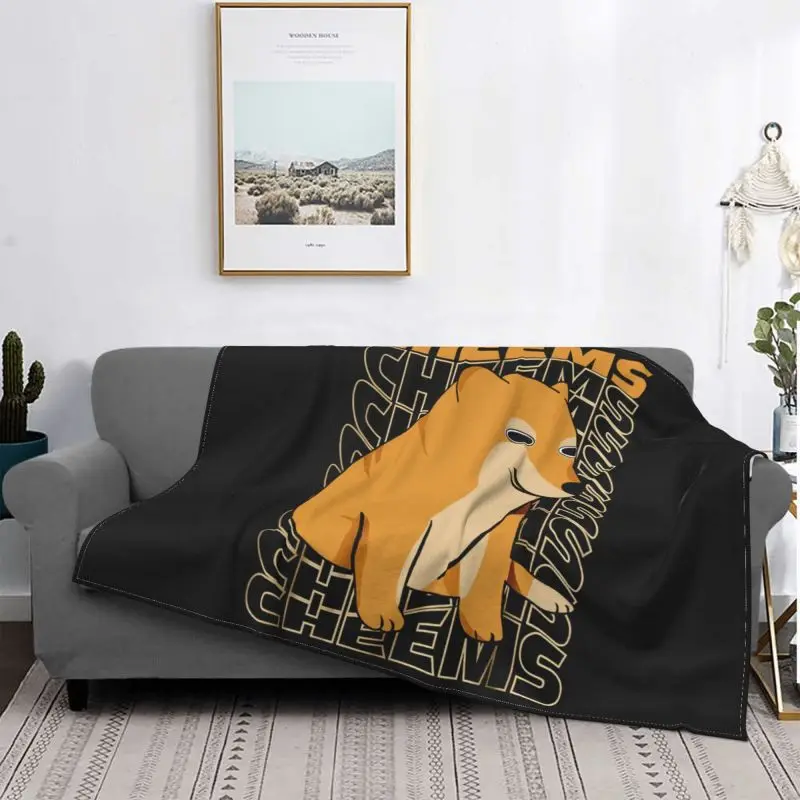 Baby Corgi Cheems A Little Baby Dog Orange Blanket Home Classic Anti-Pilling Sofa Dedicated Machine Washable