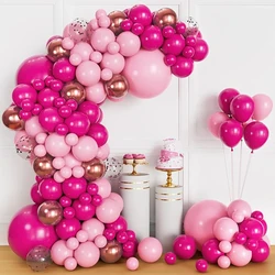 Pink Balloons Garland Hot Pink Rose Gold Confetti Latex Balloon Arch Kit Princess Birthday Party Baby Shower Wedding Decoration