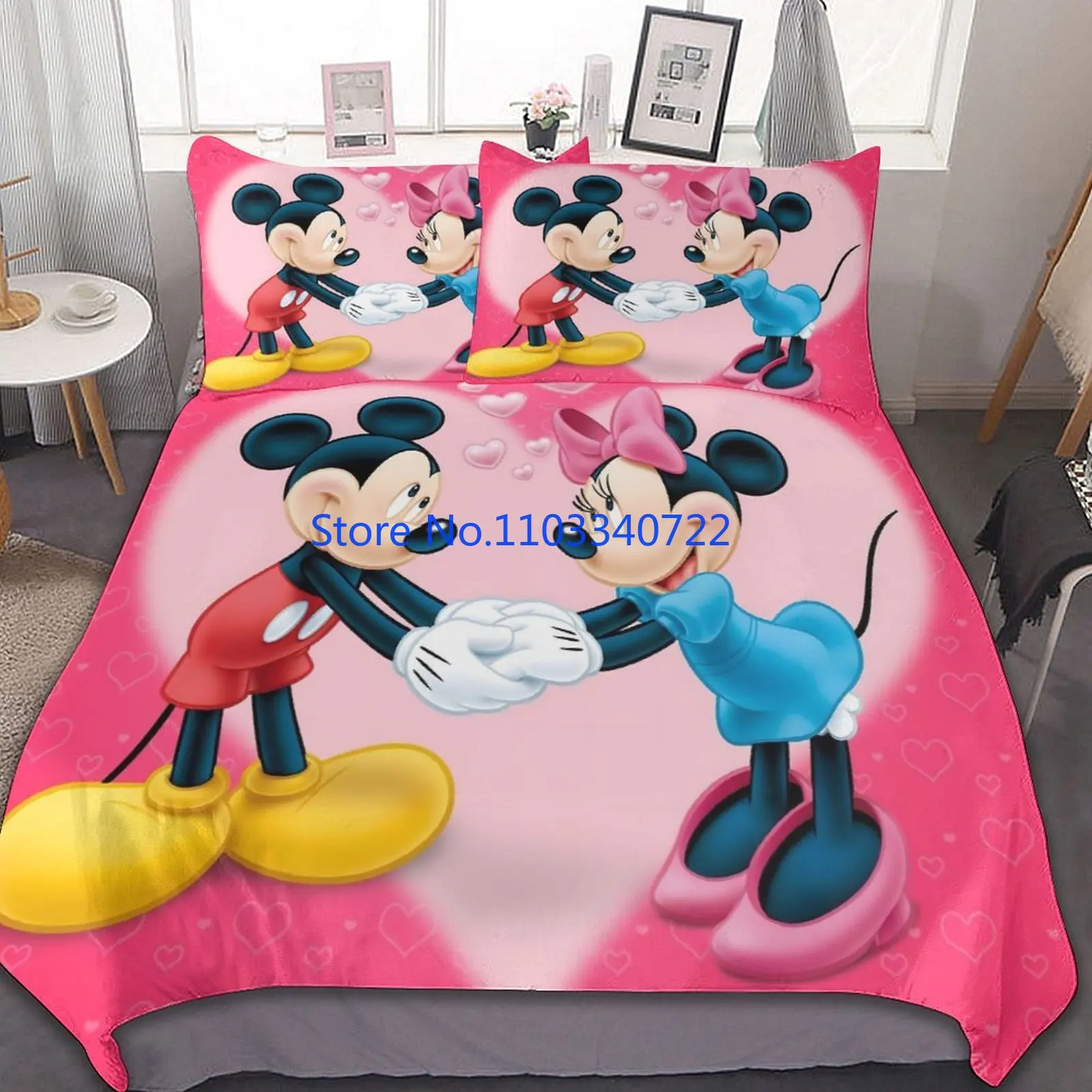 

Anime Mickey Minnie Mouse Love Kids Duvet Cover Set 3D Print Comforter Cover Bedclothes for Boy Girl Bedding Sets Bedroom Decor