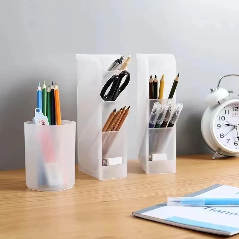 Creative Multifunctional 4 Grid Desktop Organizer Pen Holder Makeup Storage Box School Office Accessories Stationery