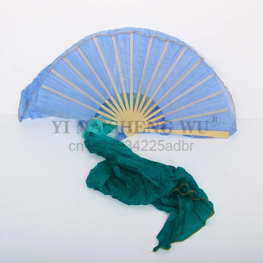 مراوح الحرير المتدرجة صبغ اليد فلوي النعناع الأخضر الرقص الشرقي الدعائم عرض مسرحي مراوح الإكسسوارات لممارسة البطن واستخدام المنافسة #3