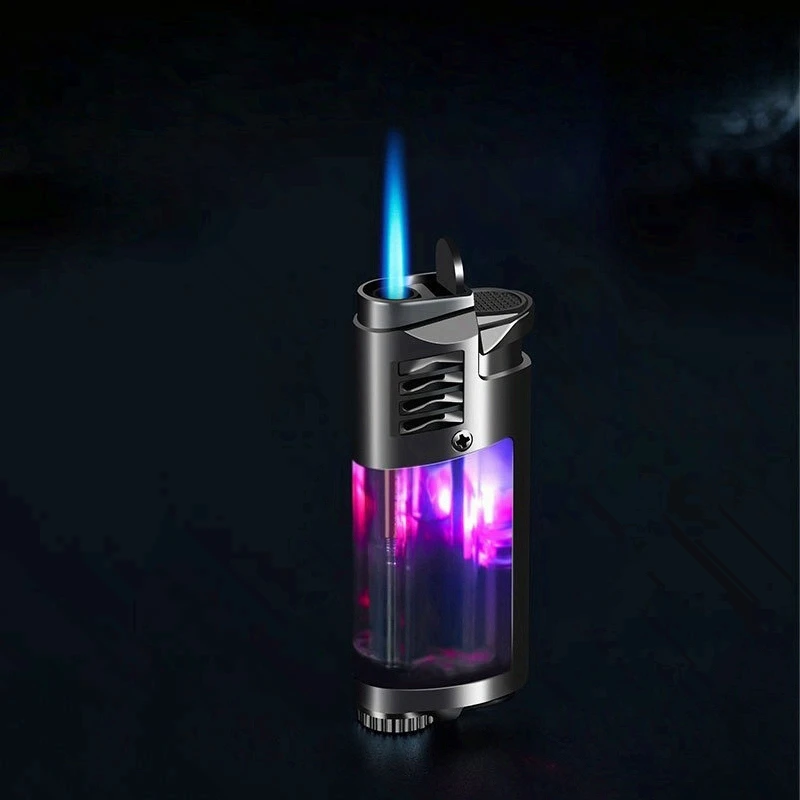 FOCUS Metal Windproof Inflatable Lighter Flash Blue Flame Direct Torch Lighter Cigarette Accessories Men's Small Gifts