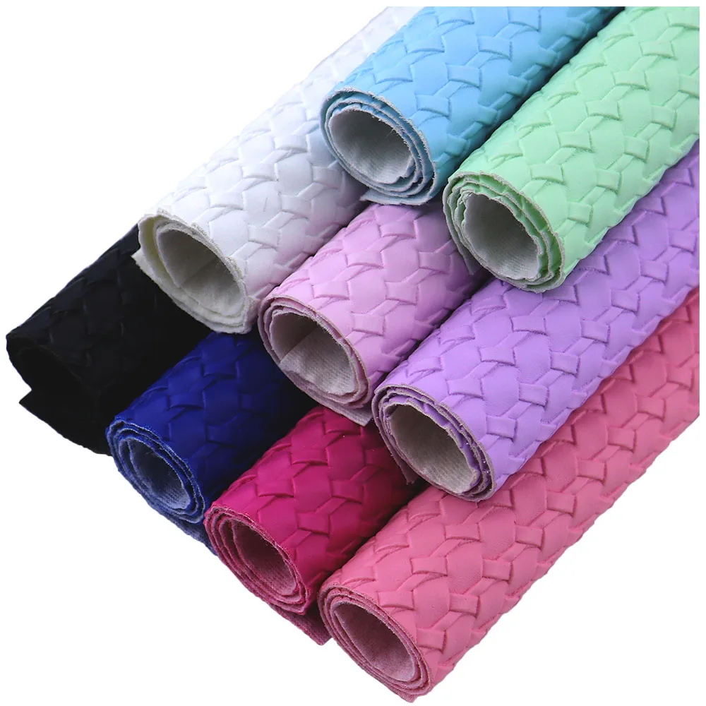 30x132cm Plain Solid Color Weave Embossed Bump Textured Faux Synthetic PU Leatheretter Leather Fabric For Bags DIY Craft MH0472