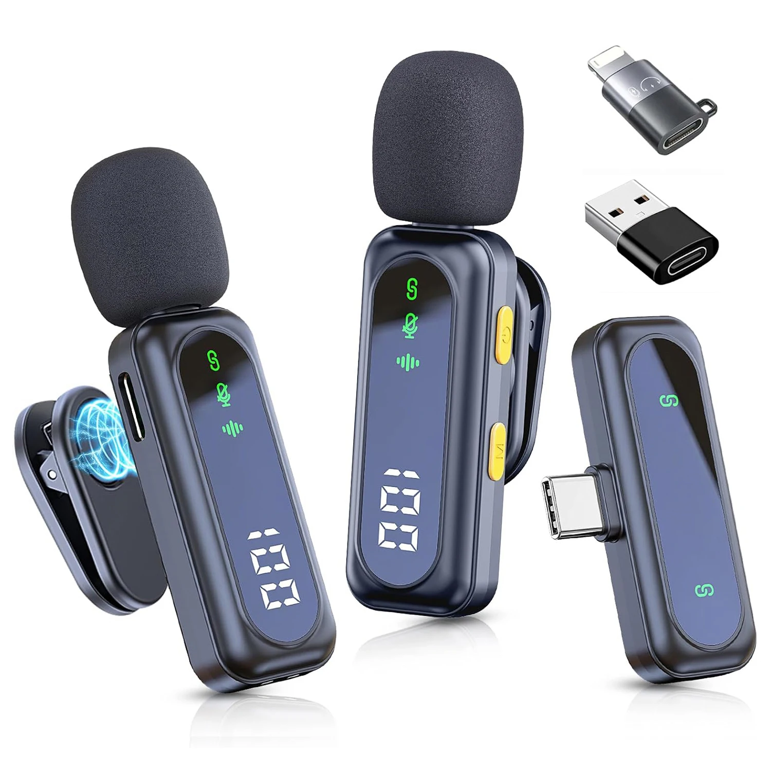 Nuevo micrófono Lavalier inalámbrico, micrófonos con Clip para grabación de vídeo con soporte magnético y reducción de ruido para iPhone Android PC Live