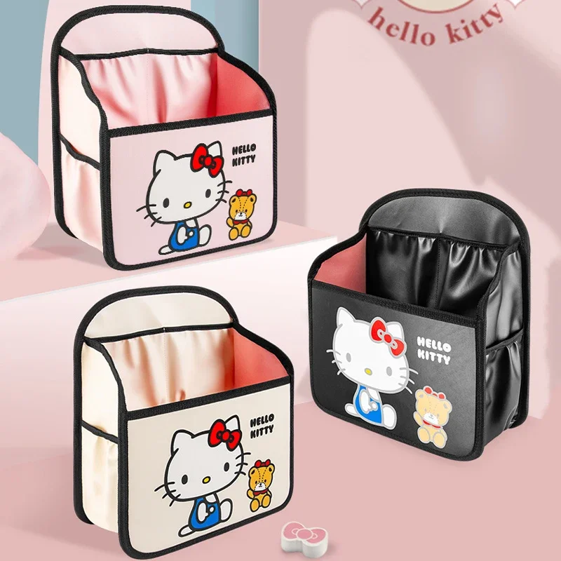 Sanrio Kawaii Hello Kitty Car Seat Back Storage Bag My Melody Anime Cartoon Lovely Exquisite Multi-functional Hanging Tissue Bag