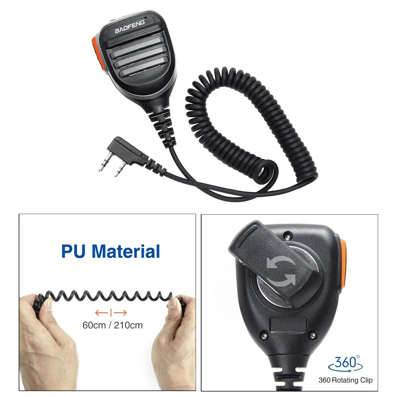 ميكروفون مكبر صوت PTT لراديو BaoFeng UV-5R UV5RA F8 UV-82 اتجاهين لاسلكي تخاطب