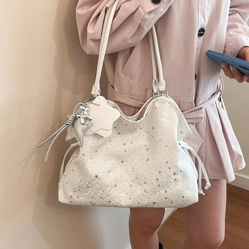 Women Star Pattern Shoulder Tote Bag Large Capacity Casual Hobo Handbag for Daily Work Travel Weekend Use view 6
