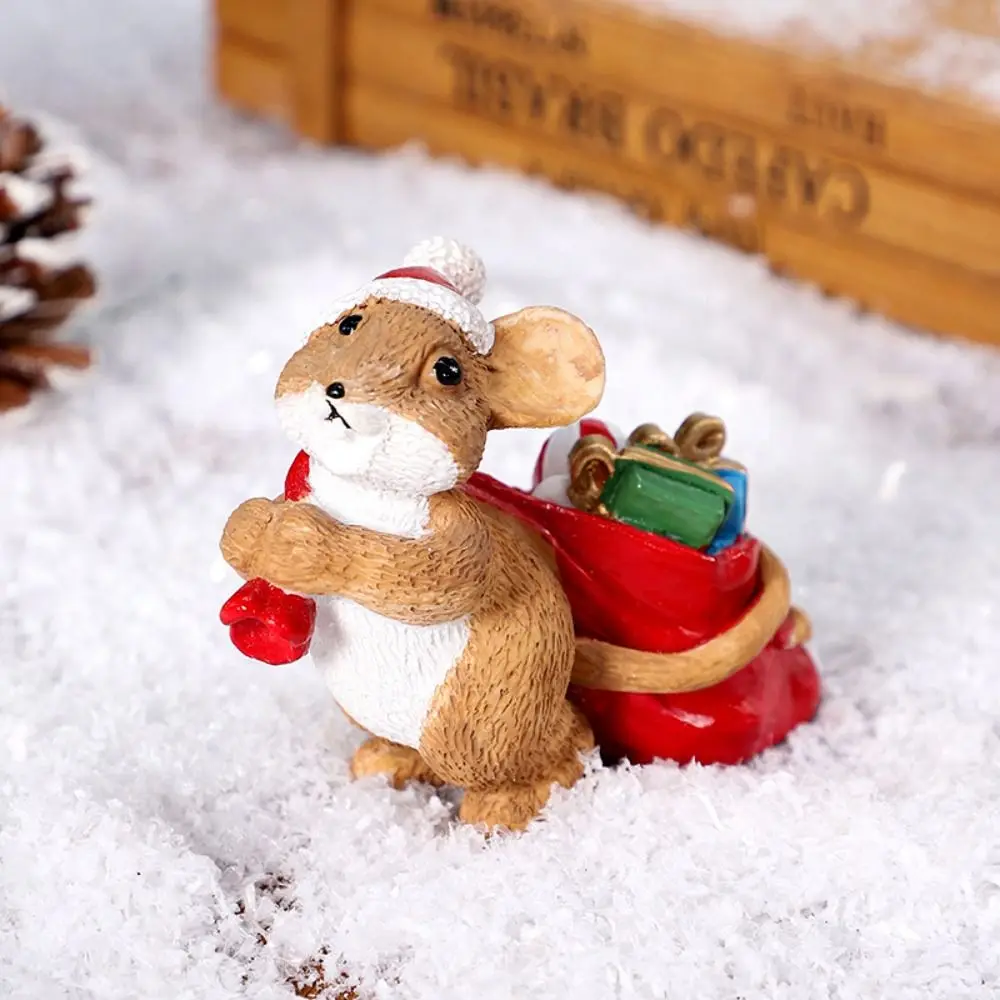 mouse Christmas Animal Figurine Miniatures Animal Micro Landscape Christmas Landscape Ornaments Crafts Mini