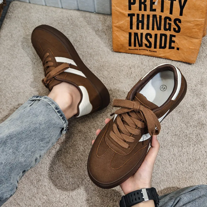 High Quality Men Vulcanized Shoes Khaki Low Lop Suede Men's Skate Sneakers Comfort Anti-Slip Flat Sports Shoes For Man Sneakers