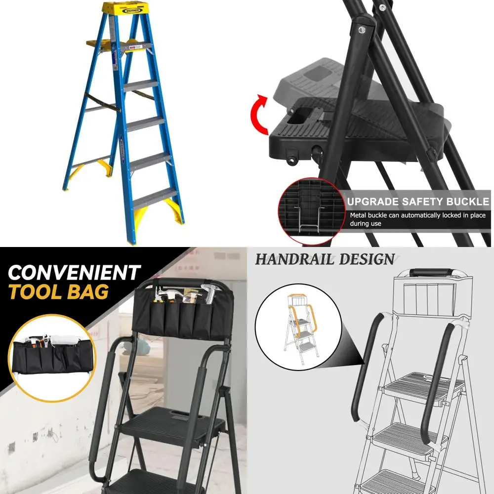 

6-Foot Fiberglass Step Ladder, Type I, 6006S, Industrial Grade, Non-Conductive, Safety-Rated for Professional Use