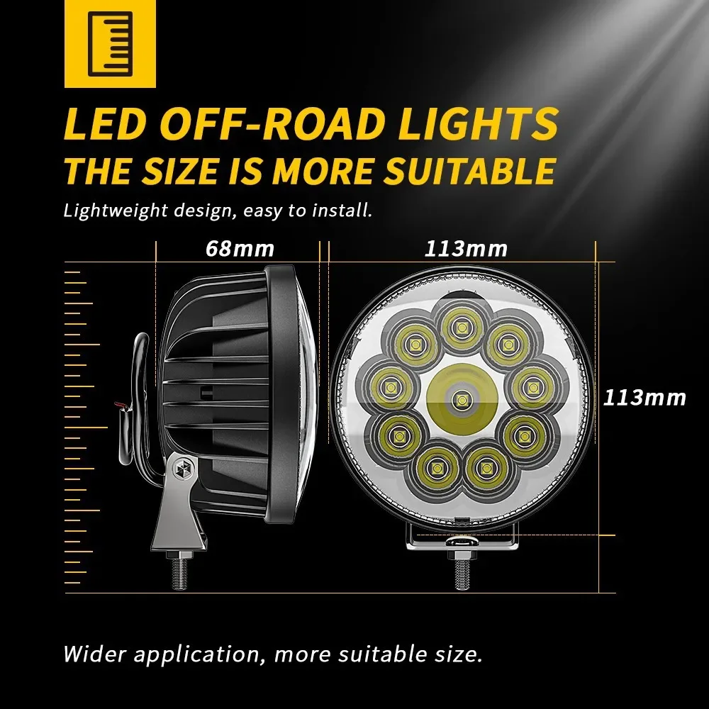 4-inch round car LED work light focus Driving light 9-30V with harness off-road spotlight set