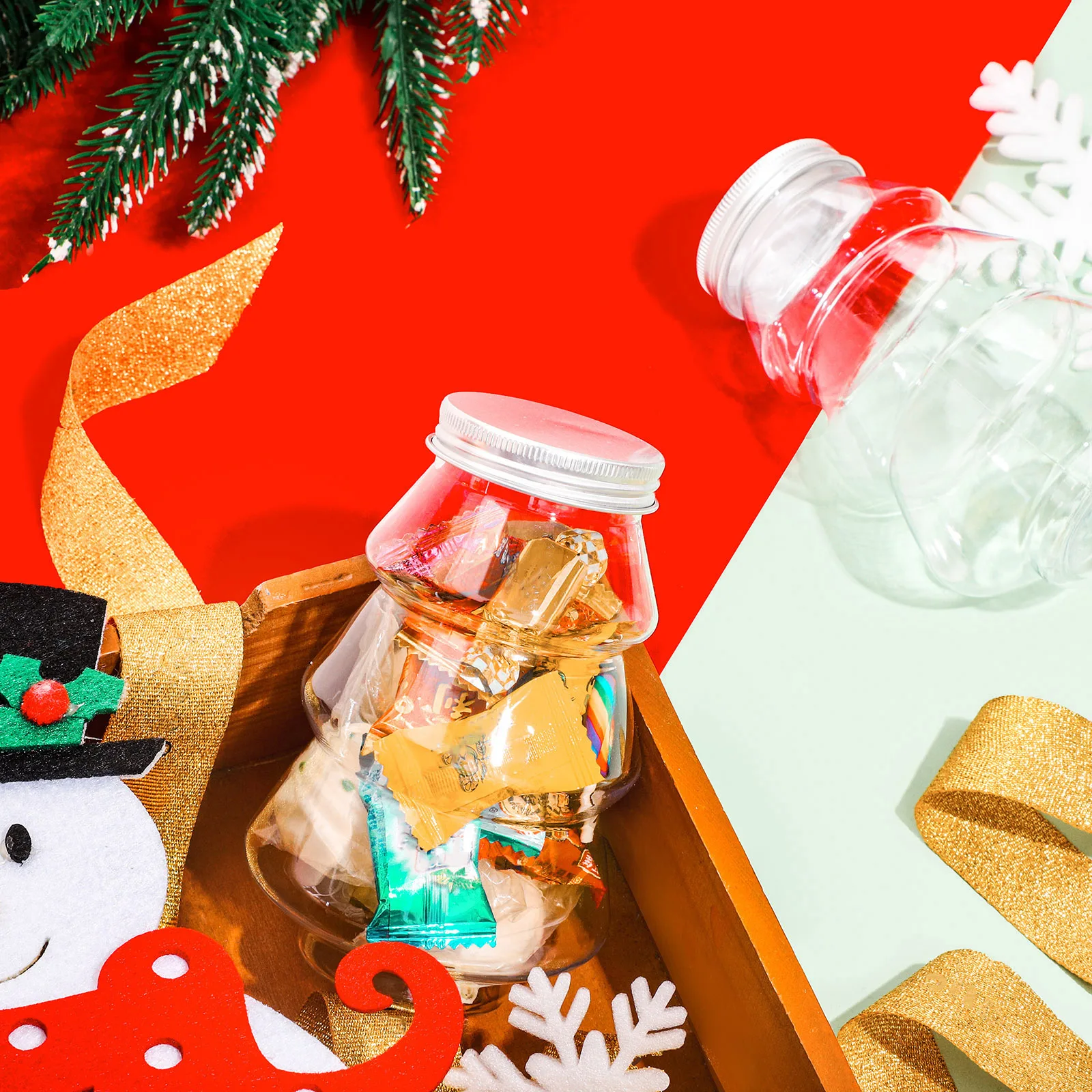 Christmas Tree Decor Wedding Center Candy Cookies Sealed Jars Empty Plastic Bottles Storing Snack Organizer Christmas DIY Crafts