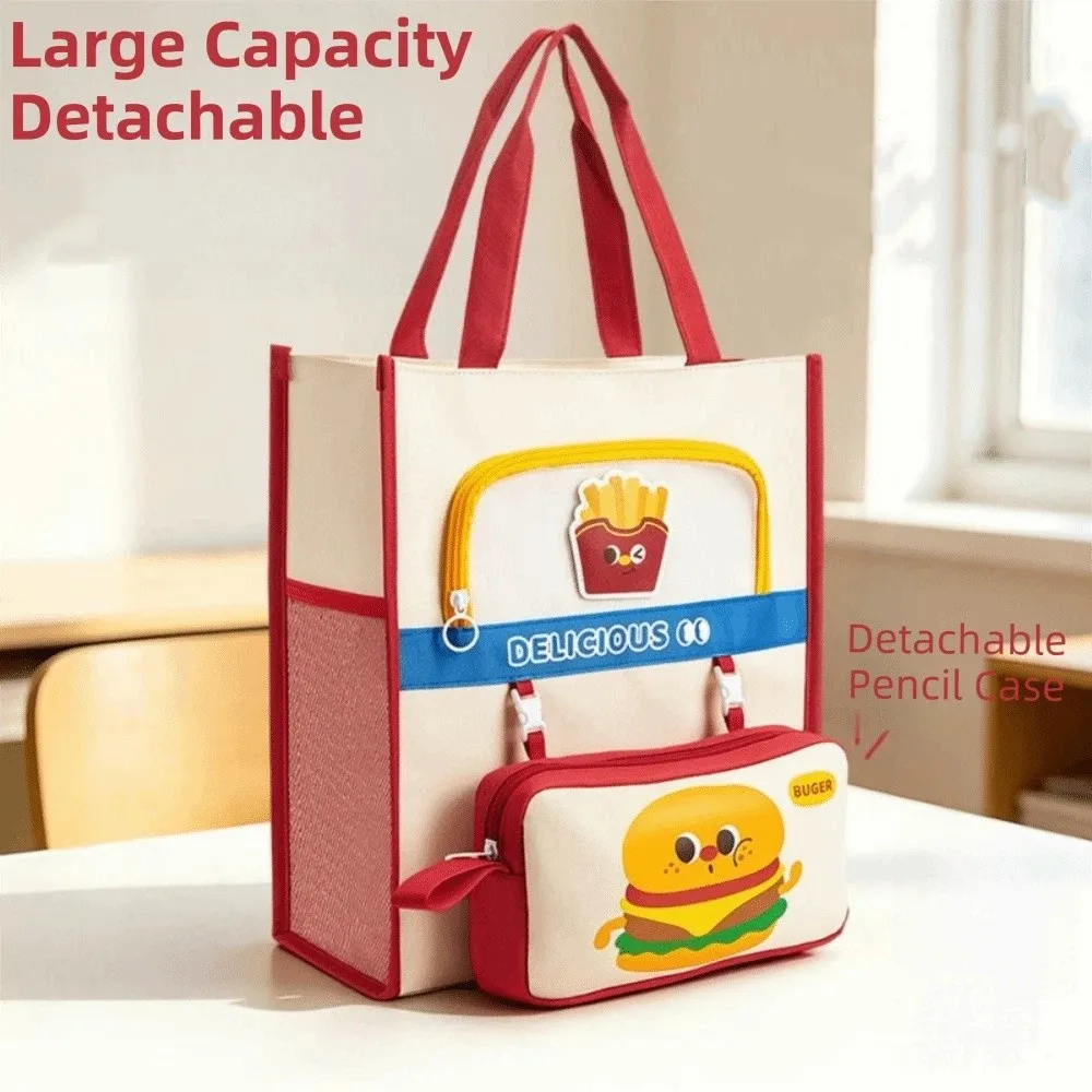 Cartoon Tote School Bag Kawaii Cute Dog Multi-layer File Organizer Oxford Cloth with Handle Zipper Pouch Bag Office Supplies