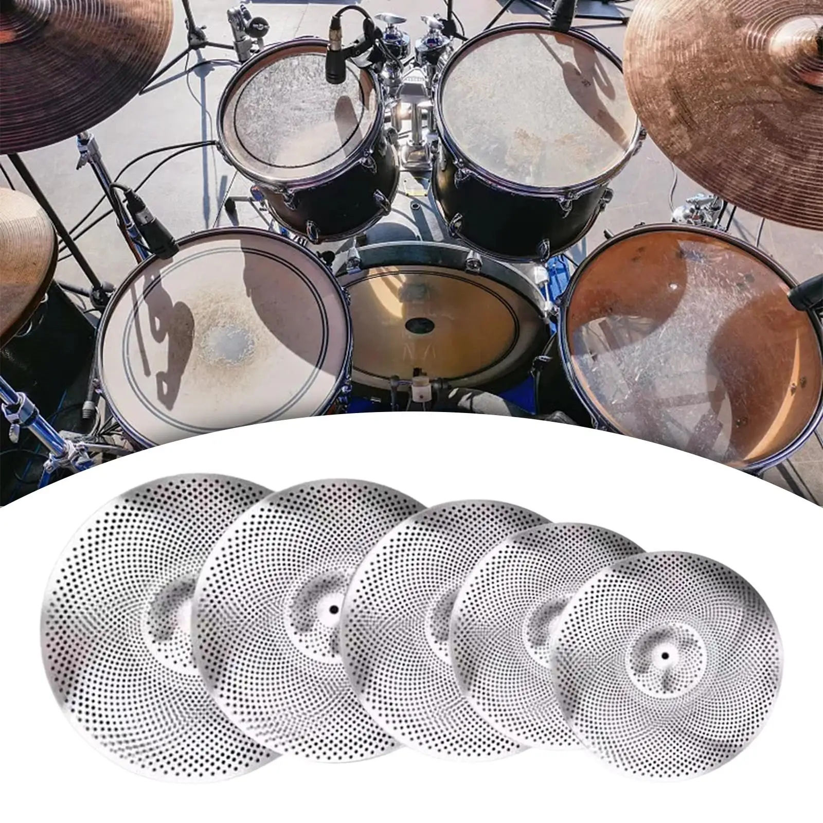 

5Pcs Quiet Cymbals Practice Set Low Volume Cymbal Pack for Apartment Bedroom