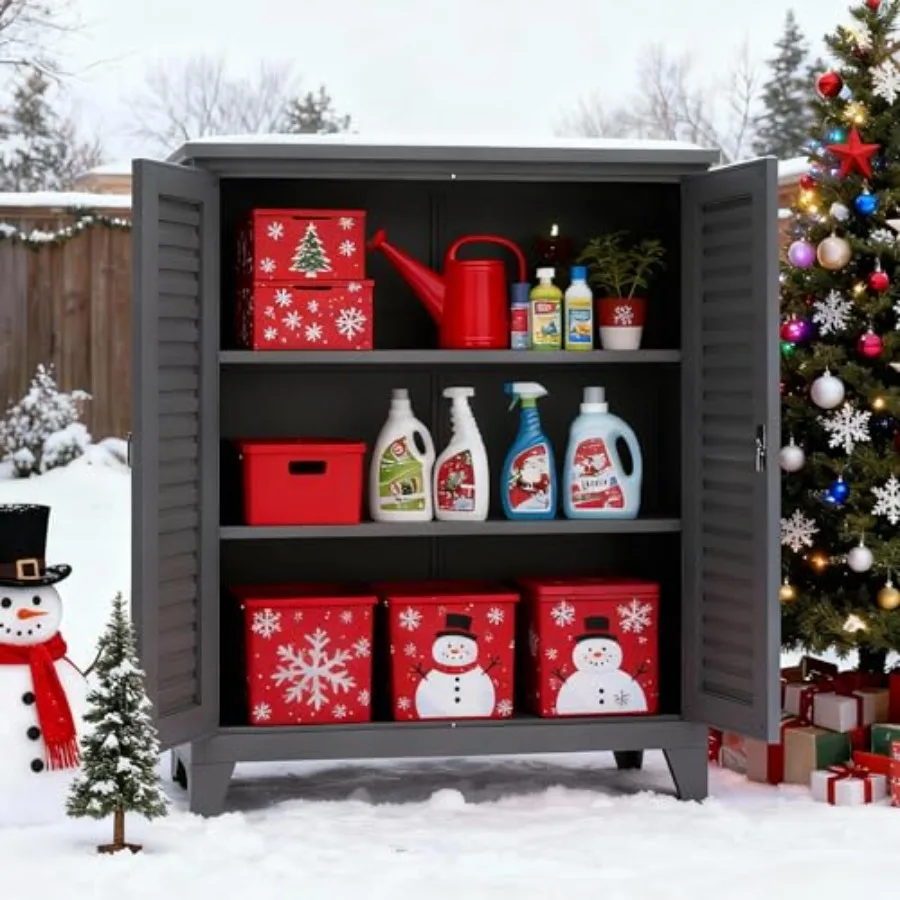 

Металлический уличный шкаф для хранения 73/47.2 дюйма, сверхпрочный, водонепроницаемый, для сада, с замком, для хранения инструментов