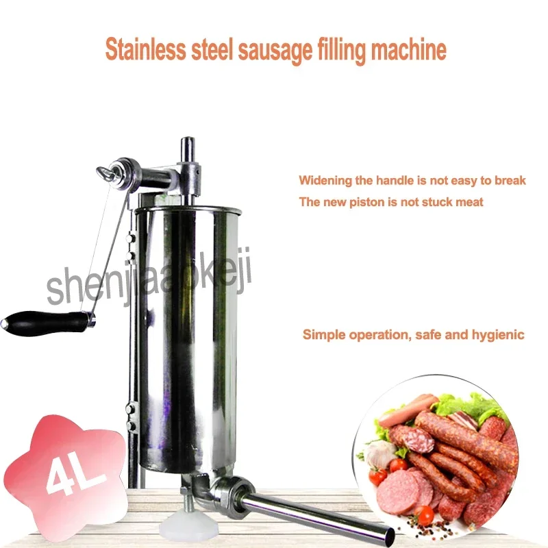 

Home Appliance Stainless Steel Vertical Sausage Stuffer Manual Sausage Making Machine 4L Commercial Sausage Filler 1PC