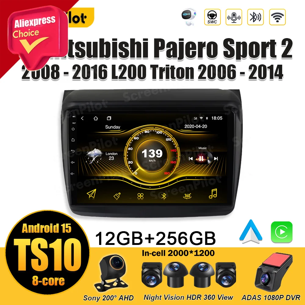 

For Mitsubishi Pajero Sport 2 2008 2009 2010 - 2016 L200 Android 15 Triton Stereo Head Unit Wireless Auto 8 Core 5G