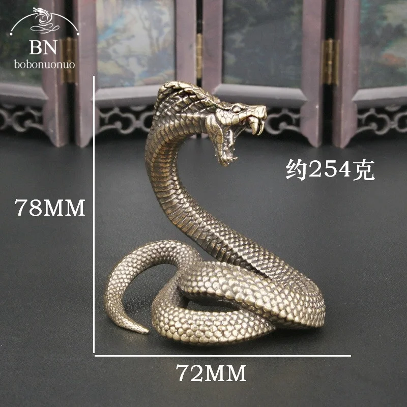 Brass Vintage Snake Cobra Animal Desktop Home Crafts Copper Statue Shaped Sculpture Retro Decorative Ornament Miniature Statues
