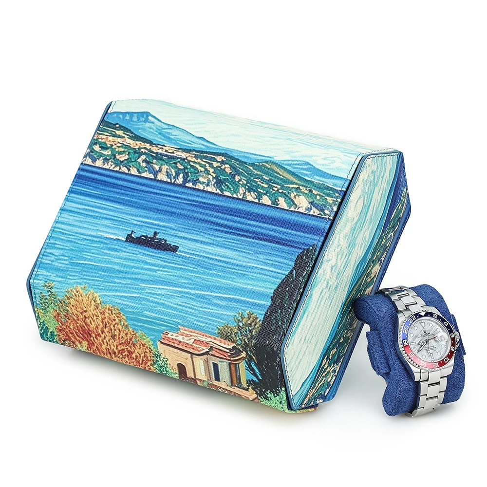 

CONTACTS FAMILY Digital Custom Genuine Leather Watch Case 6 Slots Portable Travel Watch Storage Box