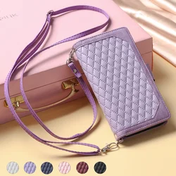 Funda S24Ultra S24 S23 FE Long Strap Bag Case for Samsung Galaxy S24 S22 S21 S20 FE Ultra S10 e S9 S8 Plus Leather Wallet Cover