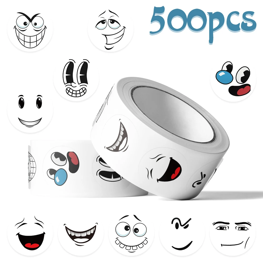 500 Stück Cartoon lustige Lächeln Roll Aufkleber Aufkleber für Telefon Flasche Laptop Scrapbook Skateboard DIY Graffiti ästhetische Aufkleber