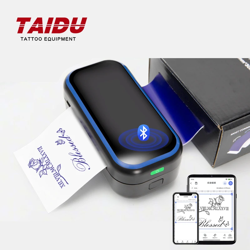 

TAIDU Мини-принтер для татуировки Портативный термопринтер Татуировки Bluetooth Высокое разрешение Машина для переноса татуировок