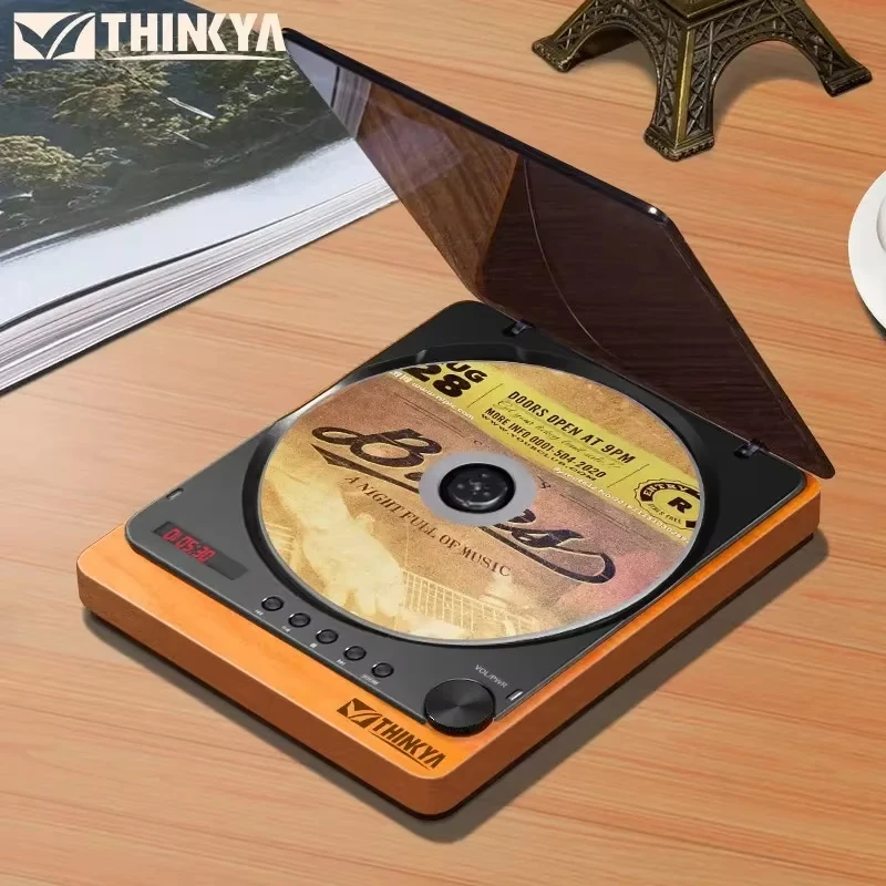 

Audiophile CD Player Bluetooth 5.1 Wooden Portable USB Music Turntable Digital Optical Output Retro Elegant Home HIFI CD Player