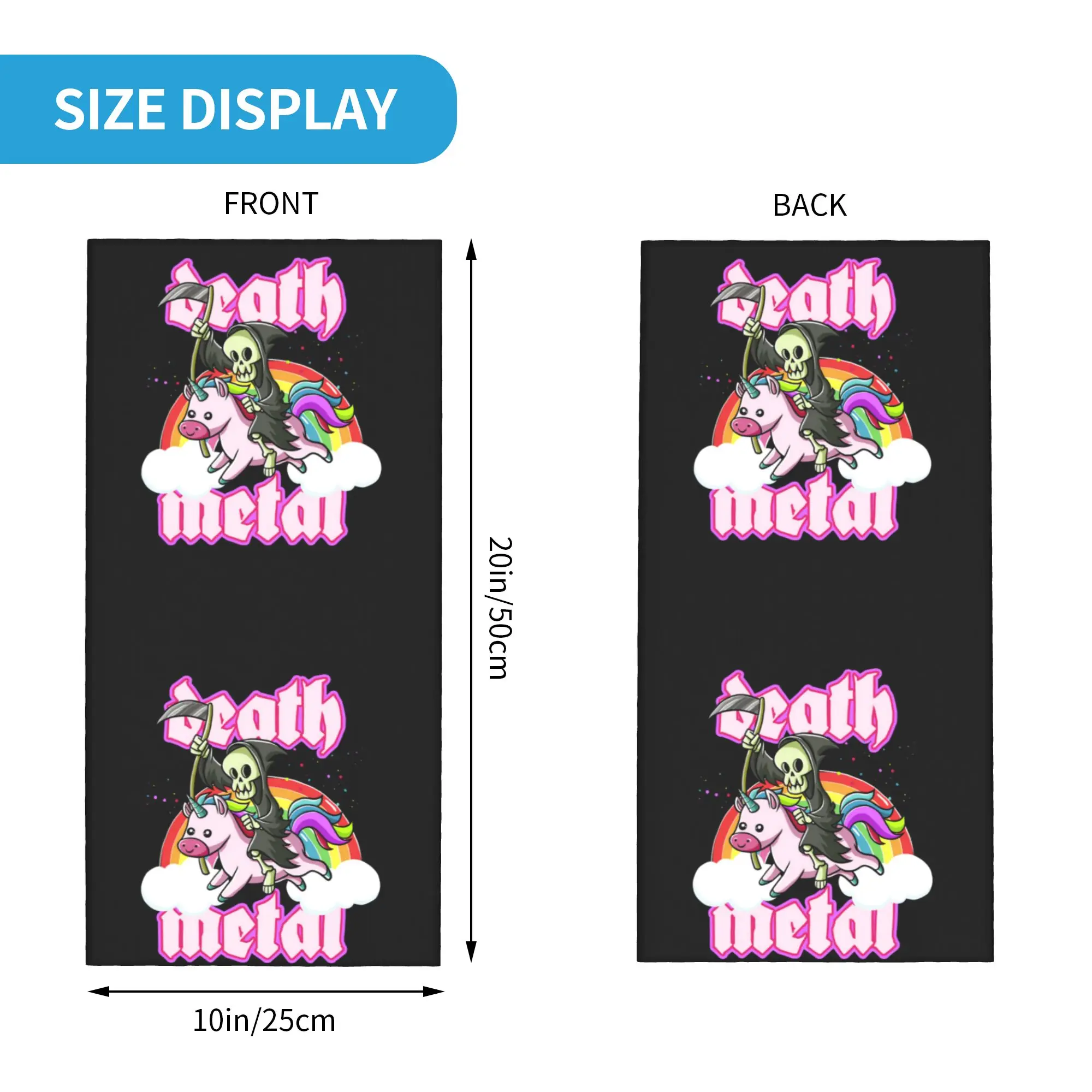 Cute Reaper Rides Unicorn Deaths Metals Rocker Bandana Neck Warmer Windproof Wrap Face Scarf for Ski Rock Music Gaiter Headband