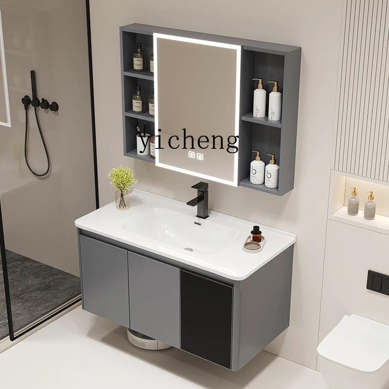 ZF Bathroom Cabinet Combination Bathroom Balcony Washing Machine Inter-Platform Basin Ceramic Washbasin