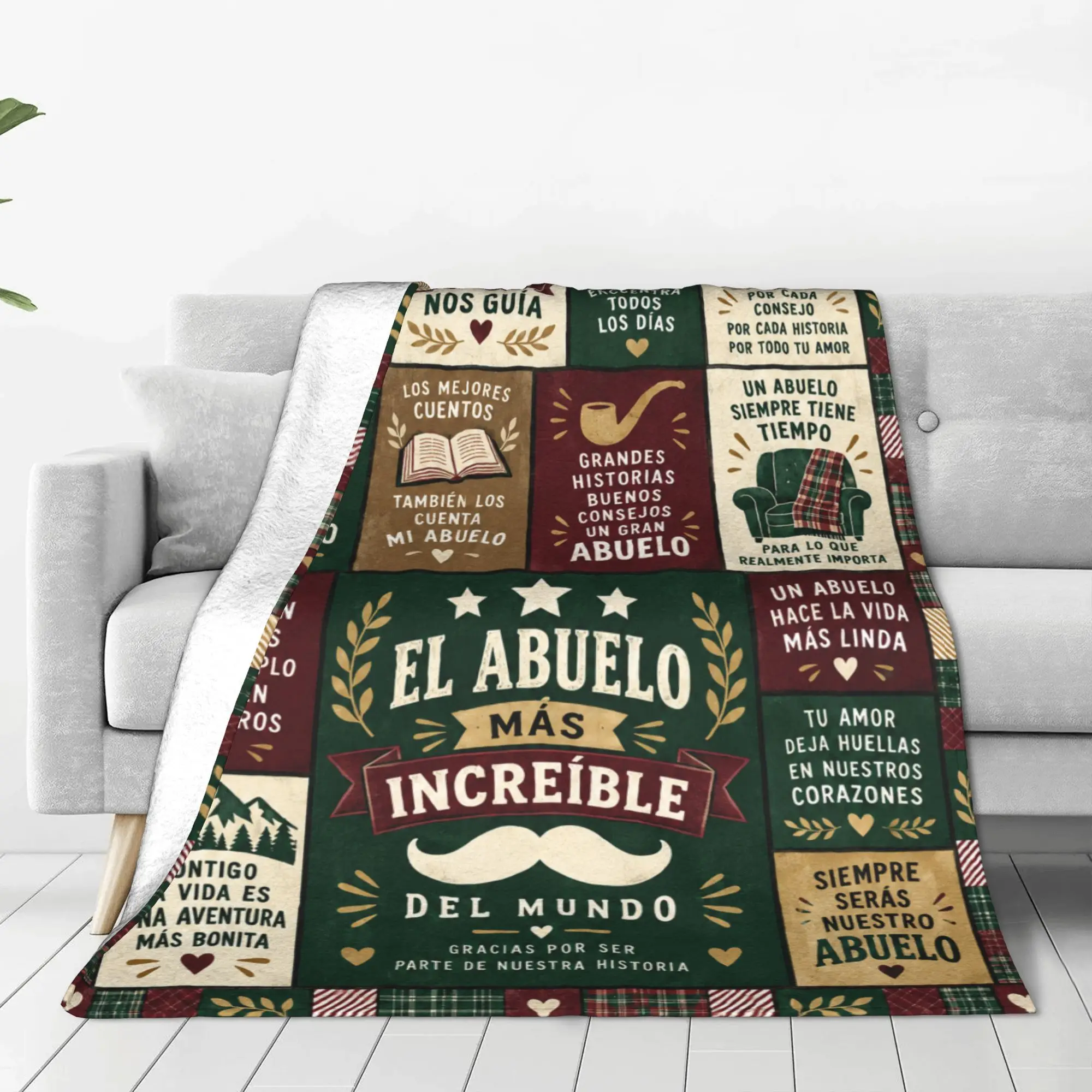 1PC Colorful Quilt Items Blanket Throw Blanket Thanksgiving Gifts to Abuelo Papa Novelty Warm Blanket All Season Gift