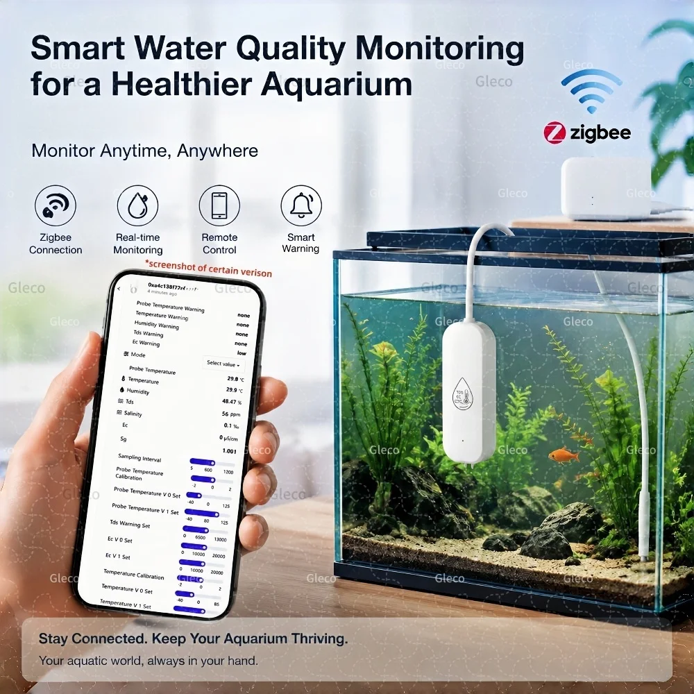 7in1 Zigbee Wasserqualitätssensor Temperatur- und Feuchtigkeitsmesser TDS EC Salzgehalt SG Tester Hausautomation für Home Assistant 2MQTT – Detail 6