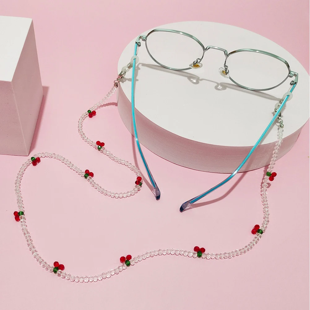 

1pc Women Cherry Mask Chain Anti Lost Glasses Lanyard Eyeglass Strap Anti Slip Lightweight Durable Plastic Accessory For Glasses