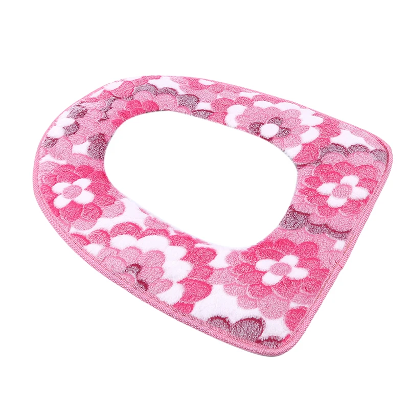 Universal Toilet Mats Flower Printed Soft Toilet Mat Warm Winter Toilet Seat Cover Toilet Mat Washable Bathroom Accessories