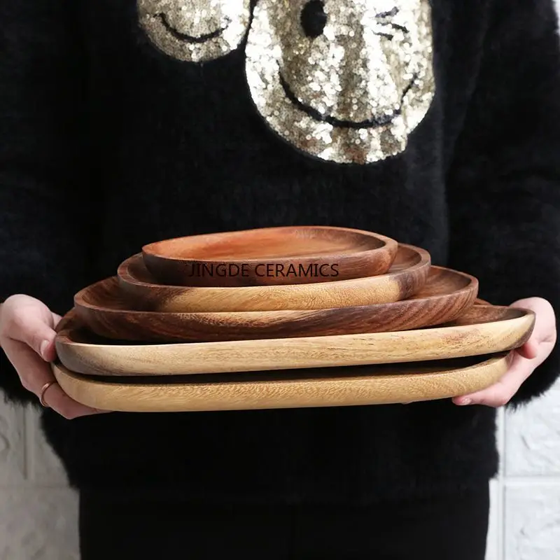 Walnut Irregular Plate Wooden Dessert Tray Wooden Cold Dish Plate Entrance Key Storage Tray Kitchen Utensils Irregular Tableware