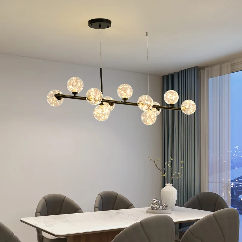 

Nordic Internet Celebrity Gypsophila Chandelier Strip Modern Personality Simple Dining Room Creative Glass Magic Bean LED Light