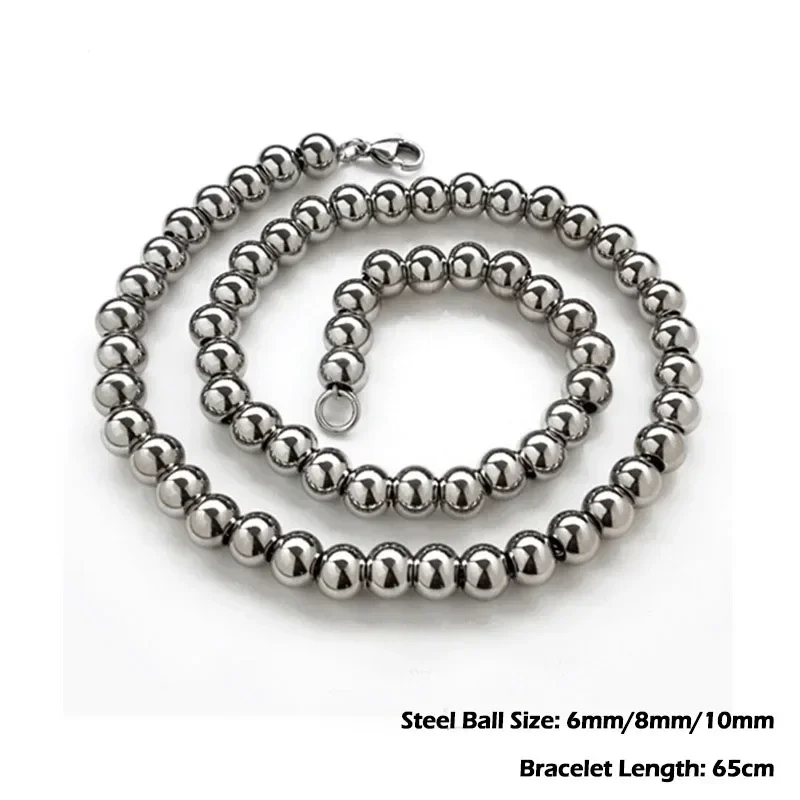 

6mm/8mm/10mm High quality 65cm Stainless Stain Self defense Bracelet Bead Necklace Outdoor EDC Tools