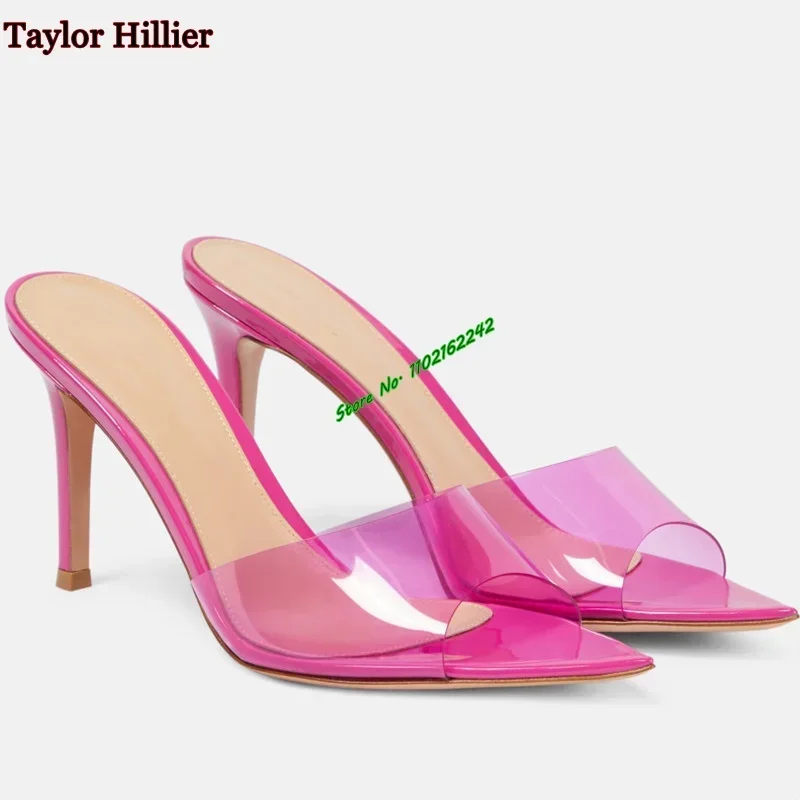 Nude Pointed Toe Slippers 2024 New Summer Stiletto Heels 5cm/8cm/10cm French High Heels Women\'S Fashion Sexy Outer Slippers 46