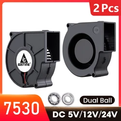 Lote de 2 piezas de ventilador centrífugo de refrigeración, 5V, 12V, 24V, USB, 2 pines, 75mm, 75x30mm, 7530 de flujo de aire, 7cm, 70mm, disipador de calor, Turbo radiador