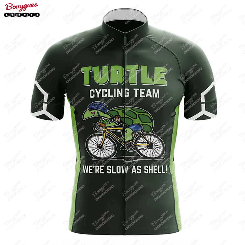 Turtle Cycling Team Cycling Jersey for Men Short Sleeve Reflective MTB Maillot Downhill Pro Team Mountain Bicycle Clothing New