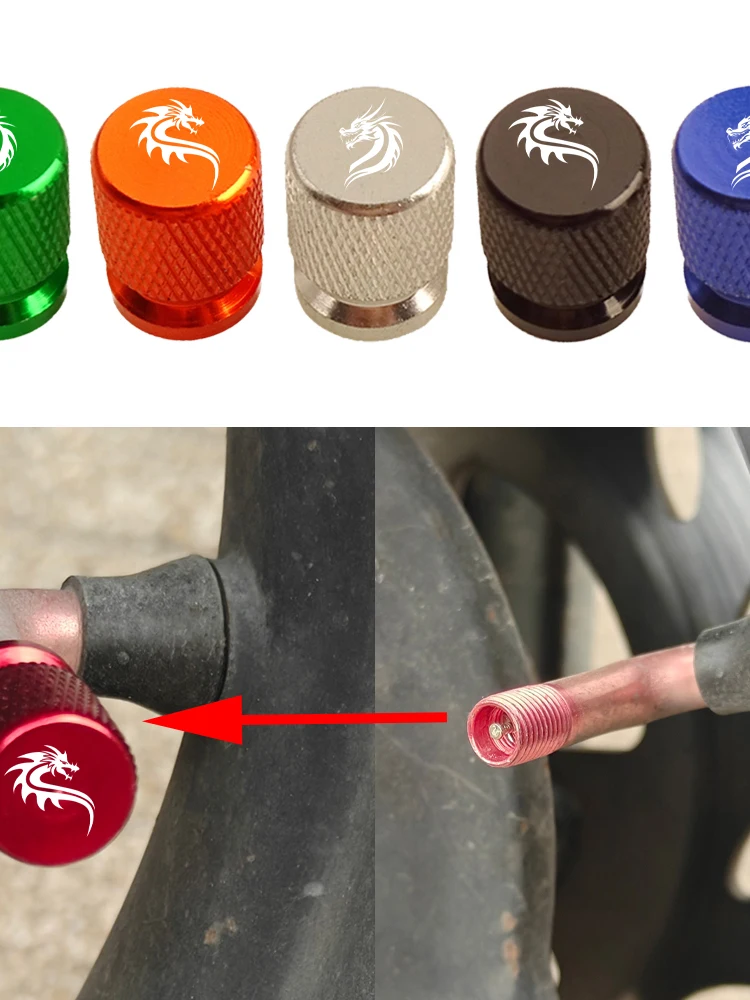 AliExpress NONE Chinese Dragon Golden Red Dragon logo Valve Cap Fit Motorcycle Bicycle Electric Motorbike Car Wheel Tire Valve Cap Accessories