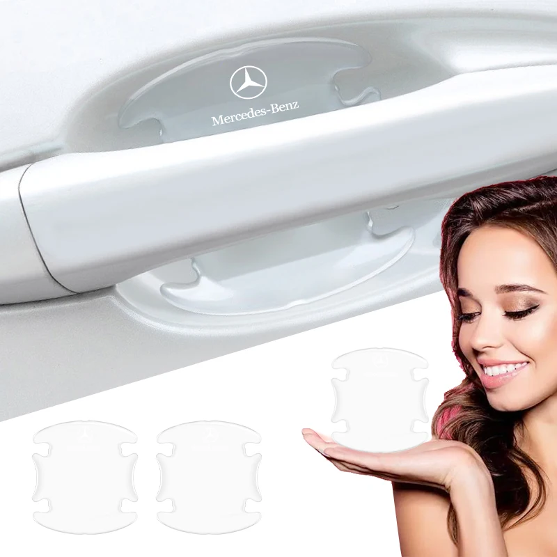 

Прозрачный логотип, декоративная наклейка для предотвращения столкновений на дверную ручку автомобиля для Mercedes Benz GLC GLA CLA GL A B C Class W176 W246