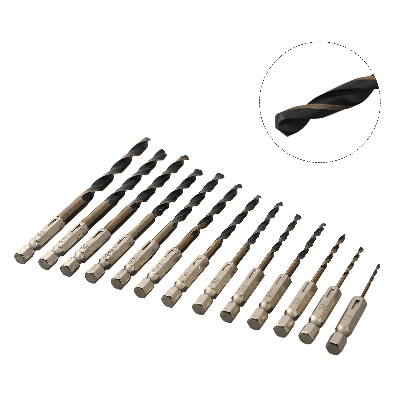 Drills Drill Bit Part Replacement Tool 13pcs 6.35mm Shank Accessory HSS High Speed Steel 1.5-6.5mm High Quality