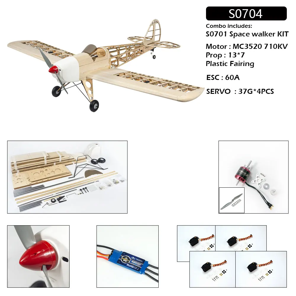 DW Hobby 1.6M Space Walker Bausatz – 63 Zoll 1:5 Maßstab Balsa Elektro-/Benzin-RC-Flugzeug S07 – Detail 31